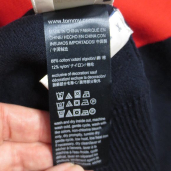 NWT TOMMY HILFIGER womens RED white BLUE sweater NAVY v-neck SIZE S/P - Picture 8 of 8